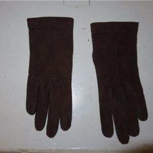 PEKARY BROWN SUEDE GLOVES SIZE 6 1/2